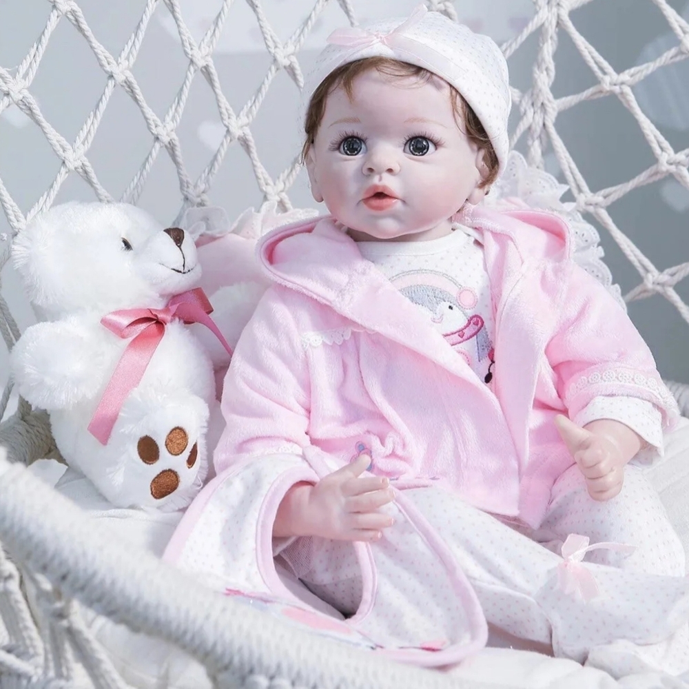 22 Inch Silicone Reborn Baby Doll With Cute Face.Weighted Body.